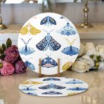 Renkli Kelebekler Özel Tasarım Dijital Baskılı Dekoratif 2'li Yuvarlak Servis Altlığı – Supla Realhomes