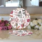 Papatya & Gül Tasarımlı Dijital Baskılı Dekoratif 2'li Yuvarlak Servis Altlığı – Supla Realhomes