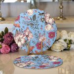 Mavi Zemin Papatya & Gül Tasarımlı Dijital Baskılı Modern 2'li Yuvarlak Servis Altlığı – Supla Realhomes