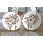 Karakalem Çiçek Desenli Dijital Baskılı Modern 2'li Yuvarlak Servis Altlığı – Supla Realhomes