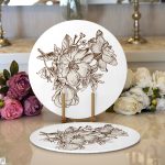 Karakalem Çiçek Desenli Dijital Baskılı Modern 2'li Yuvarlak Servis Altlığı – Supla Realhomes