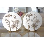 Karakalem Çiçek Desenli Dijital Baskılı Dekoratif 2'li Yuvarlak Servis Altlığı – Supla Realhomes