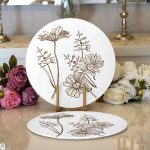 Karakalem Çiçek Desenli Dijital Baskılı Dekoratif 2'li Yuvarlak Servis Altlığı – Supla Realhomes