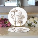 Karakalem Çiçek Desenli Dijital Baskılı Dekoratif 2'li Yuvarlak Servis Altlığı – Supla Realhomes