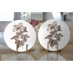 Karakalem Çiçek Desenli Dijital Baskılı Modern 2'li Yuvarlak Servis Altlığı – Supla Realhomes