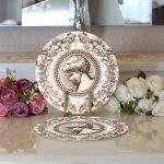 Karakalem Çiçek & Portre Desenli Dijital Baskılı Dekoratif 2'li Yuvarlak Servis Altlığı – Supla Realhomes