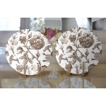 Karakalem Çiçek Desenli Dijital Baskılı Modern 2'li Yuvarlak Servis Altlığı – Supla Realhomes