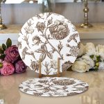 Karakalem Çiçek Desenli Dijital Baskılı Modern 2'li Yuvarlak Servis Altlığı – Supla Realhomes