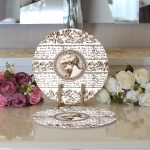 Karakalem Çiçek & Yazı & Portre Desenli Dijital Baskılı Modern 2'li Yuvarlak Servis Altlığı – Supla Realhomes