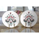 Kuş & Çiçek Motifli Dijital Baskılı Modern 2'li Yuvarlak Servis Altlığı – Supla Realhomes