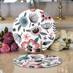 Özel Tasarım Çiçek Yaprakları Dijital Baskılı Dekoratif 2'li Yuvarlak Servis Altlığı – Supla Realhomes