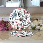 Özel Tasarım Çiçek Yaprakları Dijital Baskılı Dekoratif 2'li Yuvarlak Servis Altlığı – Supla Realhomes