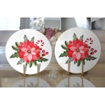 Beyaz Zemin Gül Tasarımlı Dijital Baskılı Modern 2'li Yuvarlak Servis Altlığı – Supla Realhomes