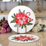 Beyaz Zemin Gül Tasarımlı Dijital Baskılı Modern 2'li Yuvarlak Servis Altlığı – Supla Realhomes