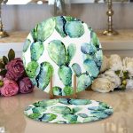 Kaktüs Özel Tasarımlı Dijital Baskılı Dekoratif 2'li Yuvarlak Servis Altlığı – Supla Realhomes