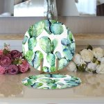 Kaktüs Özel Tasarımlı Dijital Baskılı Dekoratif 2'li Yuvarlak Servis Altlığı – Supla Realhomes