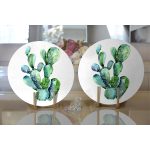 Kaktüs Özel Tasarımlı Dijital Baskılı Modern 2'li Yuvarlak Servis Altlığı – Supla Realhomes