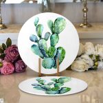 Kaktüs Özel Tasarımlı Dijital Baskılı Modern 2'li Yuvarlak Servis Altlığı – Supla Realhomes