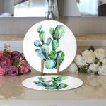 Kaktüs Özel Tasarımlı Dijital Baskılı Modern 2'li Yuvarlak Servis Altlığı – Supla Realhomes