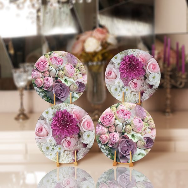 - Supla4lu-Set1 - Realhomes  4'lü Çift Taraflı Beyaz Zemin Üzerinde Çiçek Desenli Modern Süet Yastık Kırlent Kılıf Seti Realhomes