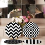 4'lü Siyah Beyaz Geometrik Çizimli Servis Altlığı & Supla Realhomes