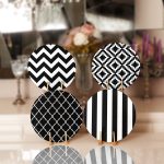 4'lü Siyah Beyaz Geometrik Çizimli Servis Altlığı & Supla Realhomes