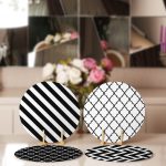 4'lü Siyah Beyaz Geometrik Çizimli Servis Altlığı & Supla Realhomes