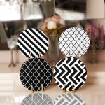 4'lü Siyah Beyaz Geometrik Çizimli Servis Altlığı & Supla Realhomes