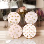 4'lü Pembe Çizgili Altın Varaklı Servis Altlığı & Supla Realhomes