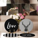 - Supla4lu-Set103-1 - Realhomes  4'lü Siyah Gri Zeminde Geyik Ve Yazılı Özel Tasarım Servis Altlığı & Supla Realhomes