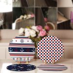 - Supla4lu-Set109-1 - Realhomes 4'lü Mavi & Bordo Renkli Denizci Tasarımlı Servis Altlığı & Supla Realhomes