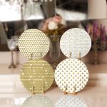 - Supla4lu-Set111 - Realhomes 4'lü Altın Varaklı Üçgen & Ok Tasarımlı Servis Altlığı & Supla Realhomes