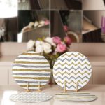 - Supla4lu-Set116-1 - Realhomes 4'lü Beyaz Zeminli Gold Detaylı Geometrik Çizimli Servis Altlığı & Supla Realhomes