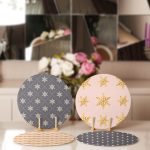 - Supla4lu-Set119-1 - Realhomes 4'lü Pembe & Gri Zeminli Çam Ağacı & Kar Taneleri Tasarımlı Servis Altlığı & Supla Realhomes