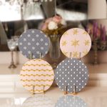 - Supla4lu-Set119 - Realhomes 4'lü Pembe & Gri Zeminli Çam Ağacı & Kar Taneleri Tasarımlı Servis Altlığı & Supla Realhomes