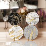 4'lü Gold Detaylı Mermer Tasarımlı Servis Altlığı & Supla Realhomes