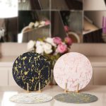 4'lü Renkli Zemin Gold Detaylı Mermer Motifli Servis Altlığı & Supla Realhomes