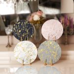 4'lü Renkli Zemin Gold Detaylı Mermer Motifli Servis Altlığı & Supla Realhomes