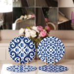 4'lü Beyaz Zeminli Renkli Geometrik Desenli Modern Servis Altlığı & Supla Realhomes