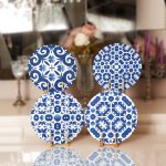 4'lü Beyaz Zeminli Renkli Geometrik Desenli Modern Servis Altlığı & Supla Realhomes