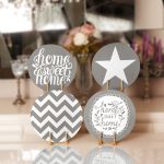 4'lü Gri Home Sweet Temalı Servis Altlığı & Supla Realhomes