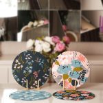 4'lü Rengarenk Zemin Üzerinde Çiçek Desenli Servis Altlığı & Supla Realhomes