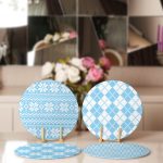 4'lü Mavi Geometrik Baklama Desen Motifli Servis Altlığı & Supla Realhomes