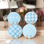 4'lü Mavi Geometrik Baklama Desen Motifli Servis Altlığı & Supla Realhomes