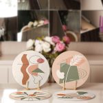 4'lü Soyut Renkli Onedraw Çizimli  Servis Altlığı & Supla Realhomes