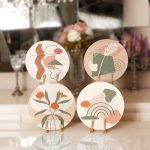 4'lü Soyut Renkli Onedraw Çizimli  Servis Altlığı & Supla Realhomes