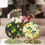 - Supla4lu-Set15-1 - Realhomes 4'lü Siyah Çizgili Limon Tasarımlı Servis Altlığı & Supla Realhomes