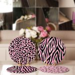 4'lü Pembe & Siyah Zebra Desen Motifli Servis Altlığı & Supla Realhomes