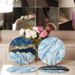 4'lü Mavi Mermer Tasarımlı Servis Altlığı & Supla Realhomes