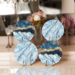 4'lü Mavi Mermer Tasarımlı Servis Altlığı & Supla Realhomes